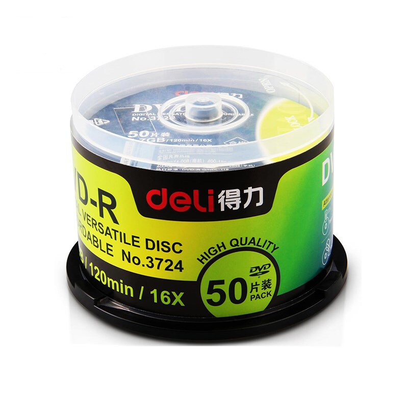 得力 deli 3724  DVD-R 刻录光盘 4.7G 50片/筒  计价单位:筒