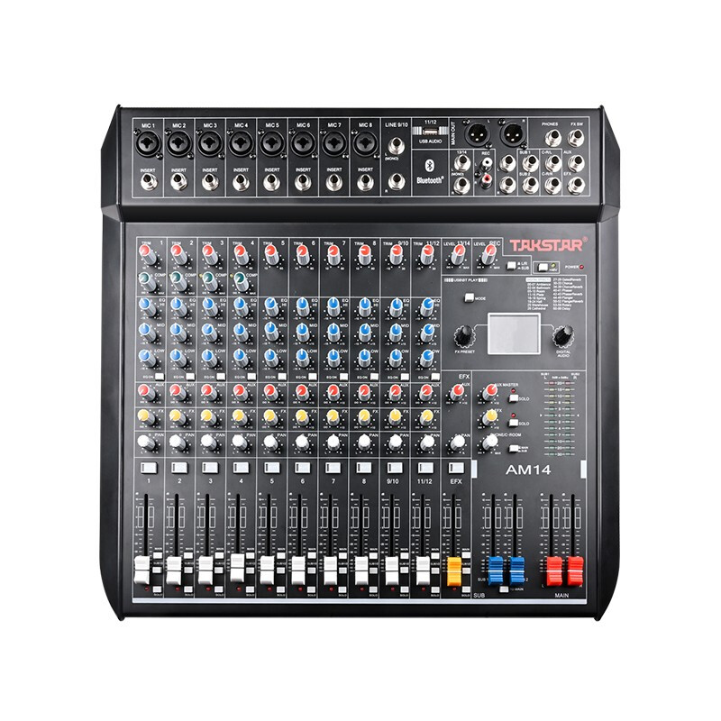 得胜 TAKSTAR AM14 十四路调音台 立体声带蓝牙USB效果器 黑色 计价单位:台