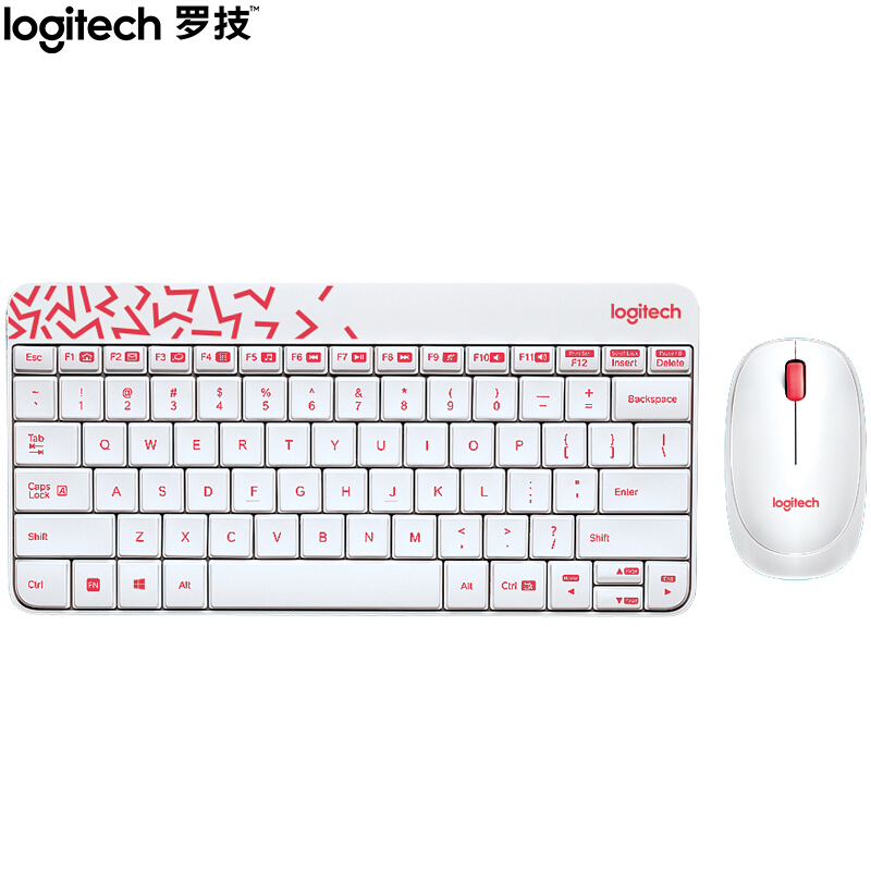 罗技 LOGITECH MK240 Nano 无线键盘鼠标套装 带无线2.4G接收器 粉白色 计价单位:套
