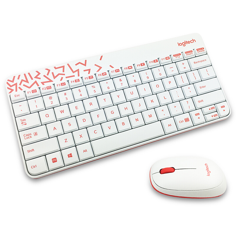 罗技 LOGITECH MK240 Nano 无线键盘鼠标套装 带无线2.4G接收器 粉白色 计价单位:套