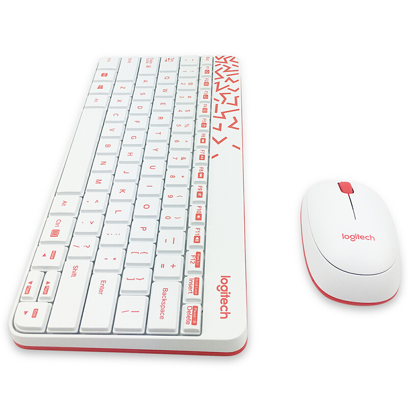 罗技 LOGITECH MK240 Nano 无线键盘鼠标套装 带无线2.4G接收器 粉白色 计价单位:套