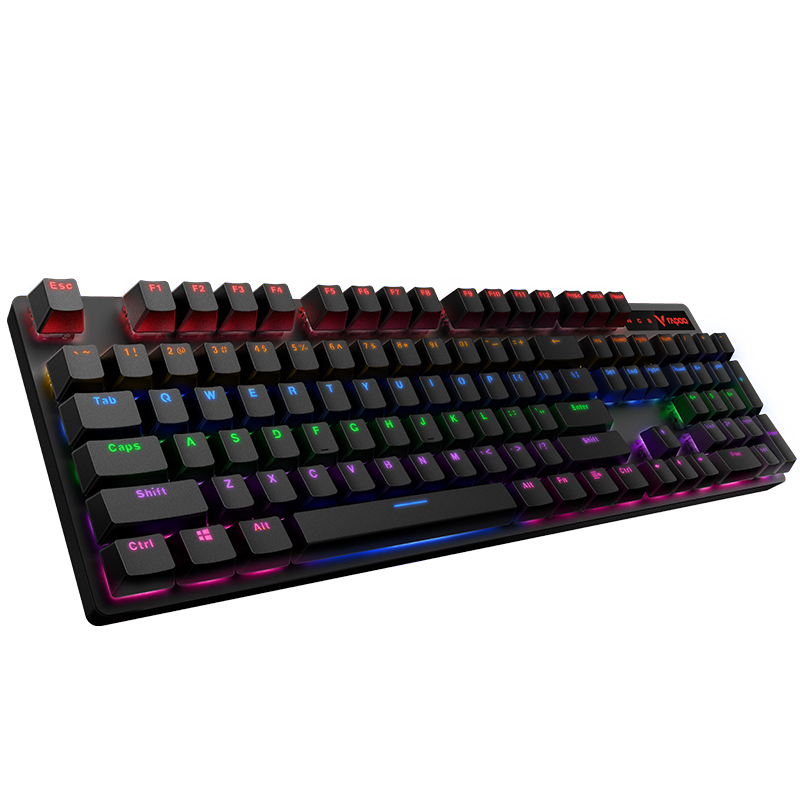 雷柏 RAPOO V500PRO 有线机械键盘 104键 混光 黑色 茶轴 计价单位: 个