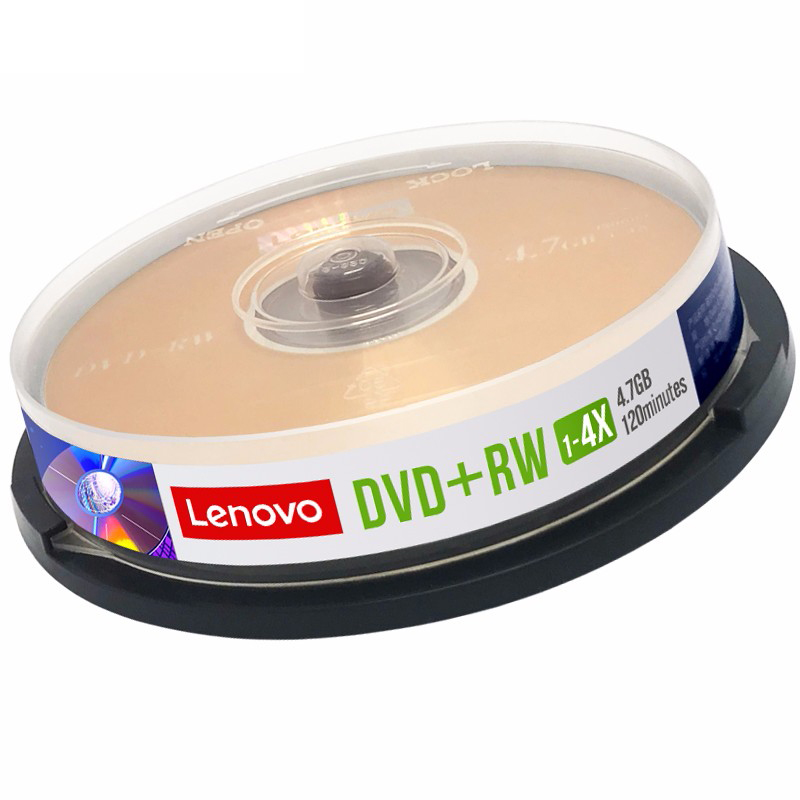 联想 Lenovo DVD+RW 刻录盘 1-4速 4.7GB 台产档案系列 可擦写 可重复刻录 桶装10片 计价单位: 盒