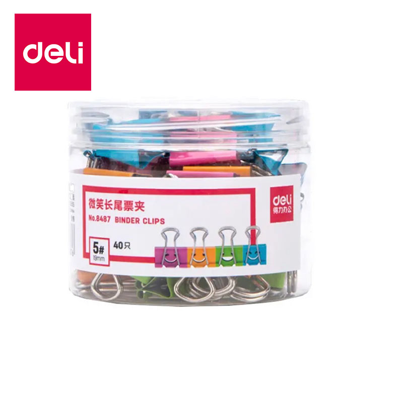 得力 deli 8487 长尾票夹 5#/40只 彩色 40只/筒 计价单位: 筒