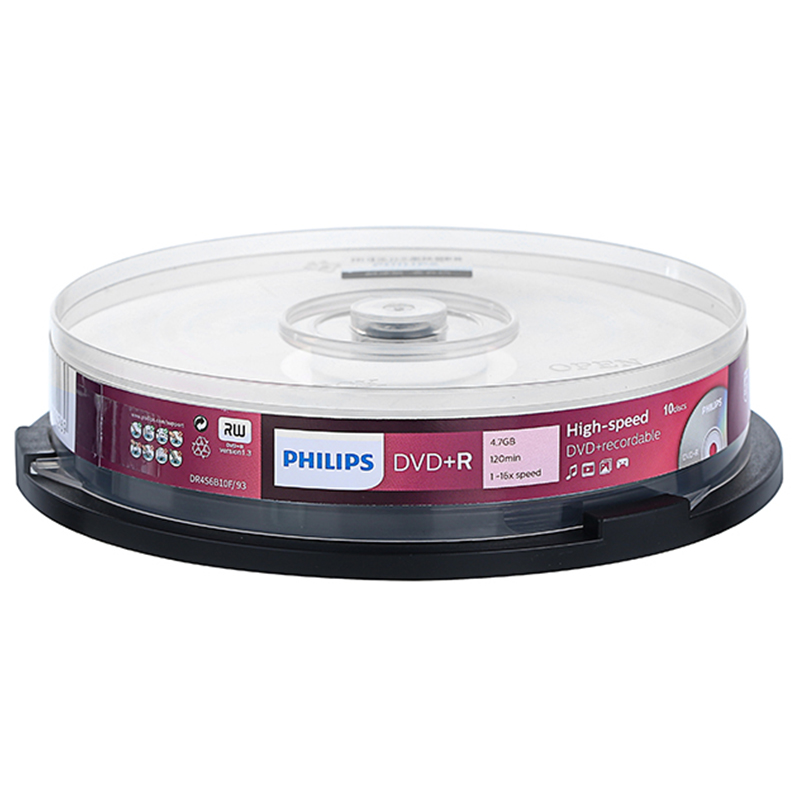 飞利浦 PHILIPS DVD+R 刻录盘 16速 4.7G 桶装10片 计价单位: 筒