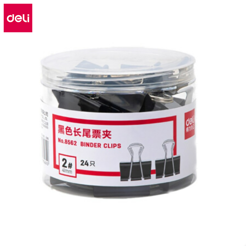 得力 deli 8562 长尾票夹 2#/24只 黑色 24只/筒 计价单位: 筒