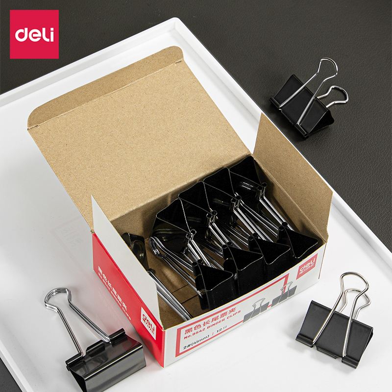 得力 deli 9542 长尾票夹 12只/盒 黑色 一盒装 计价单位: 盒
