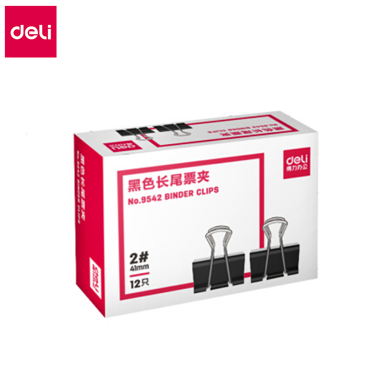 得力 deli 9542 长尾票夹 12只/盒 黑色 一盒装 计价单位: 盒