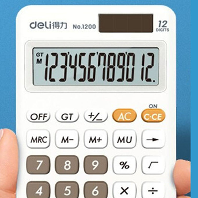 得力 deli 1200 计算器 12位 118*70mm 白色 计价单位: 个