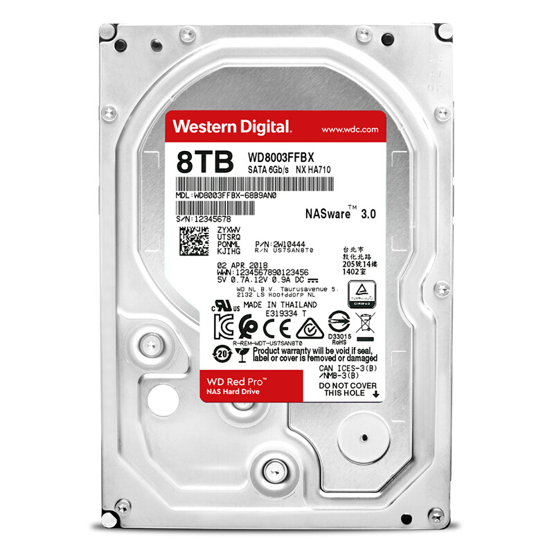 西部数据 WD WD8003FFBX NAS硬盘 网络储存 红盘Pro 8TB SATA6Gb/s 256M缓存 计价单位: 块