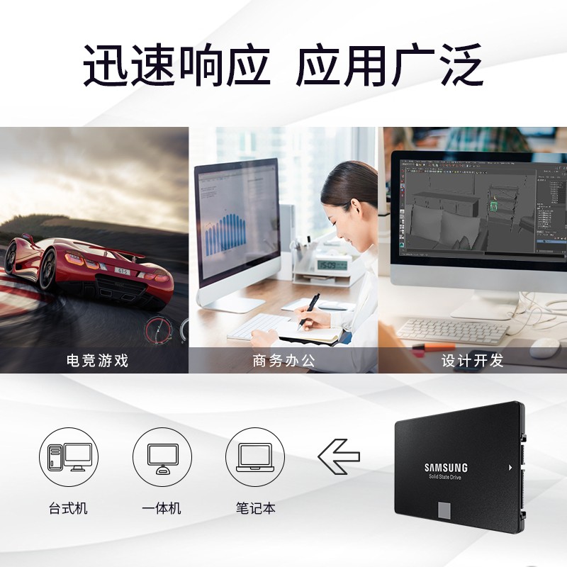 三星 SAMSUNG MZ-77E1T0B SSD固态硬盘 1TB SATA3.0接口 870 EVO 计价单位: 个
