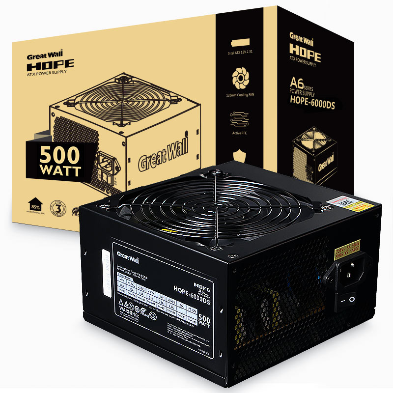 长城 Greatwall HOPE-6000DS 电源 额定500W 12cm静音风扇 宽幅 计价单位:个 长城 Greatwall HOPE-6000DS 电源 额定500W 12cm静音风扇 宽幅 计价单位:个