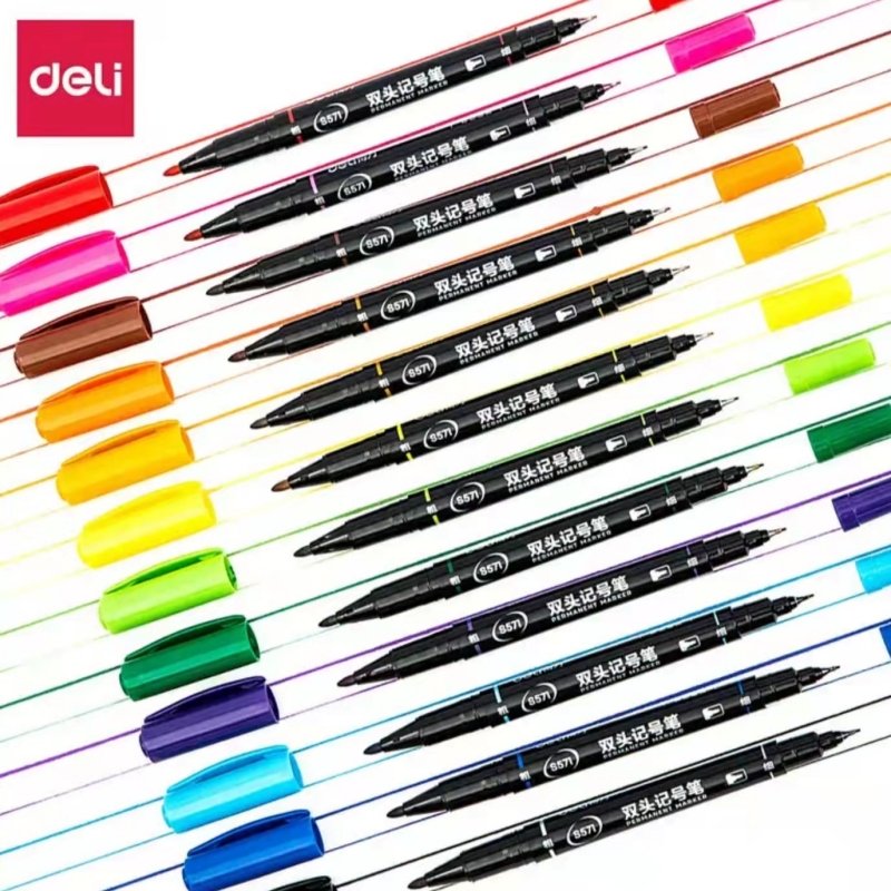 得力 deli S571 彩色双头记号笔套装 12色 12支/套 计价单位:套
