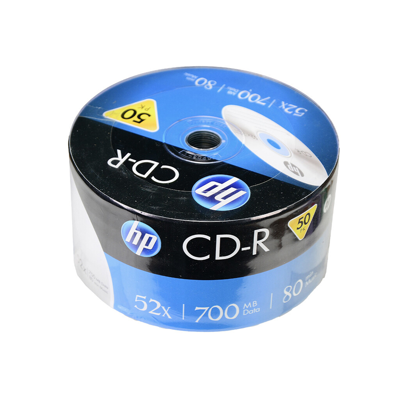 惠普 HP CD-R 光盘 52速 700MB 50片/桶 可打印 计价单位:桶