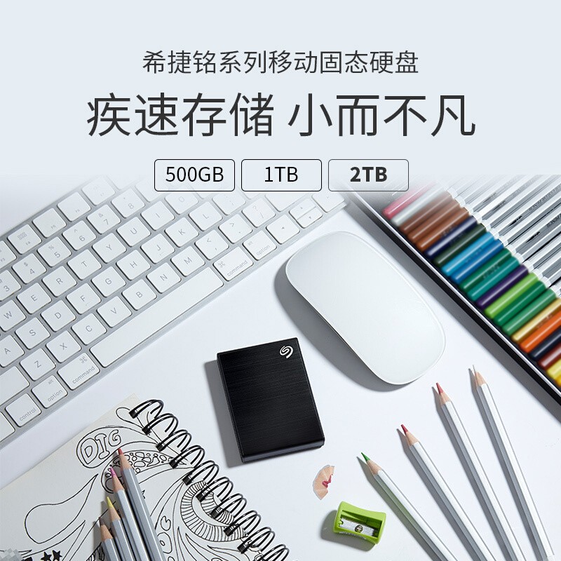 希捷 SEAGATE STKG1000400 固态硬盘SATA接口 1TB 小铭 type-C USB3.0 黑色 计价单位:块