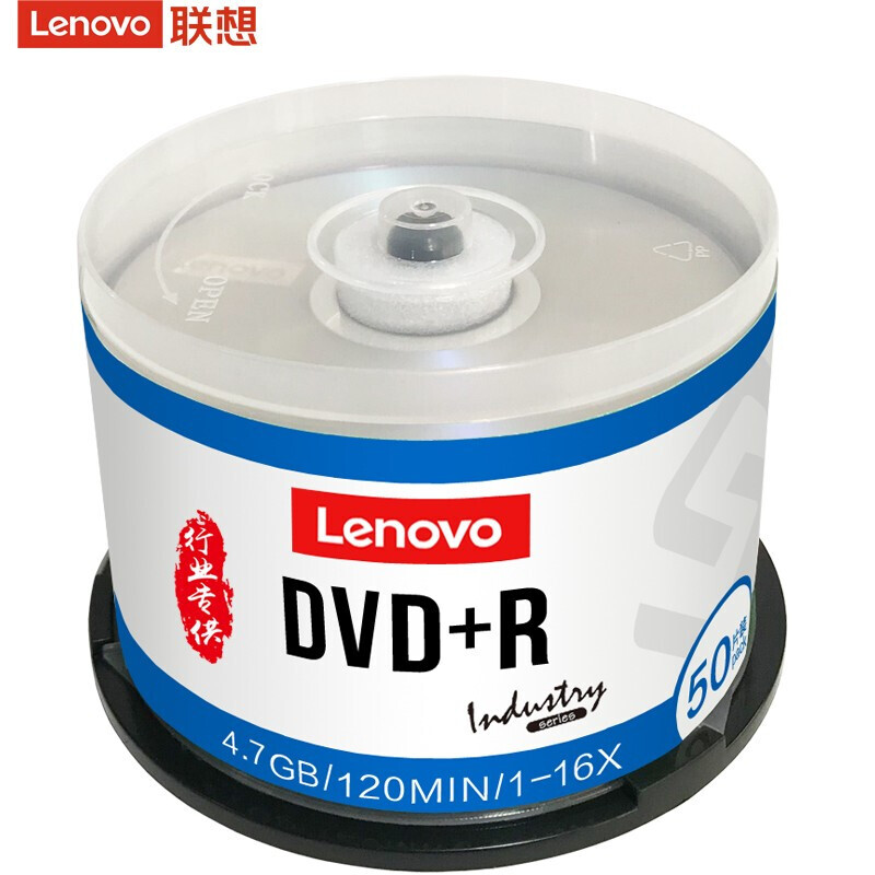 联想 Lenovo DVD+R 空白刻录光盘 16X 4.7G 行业装 50片/桶 计价单位:桶