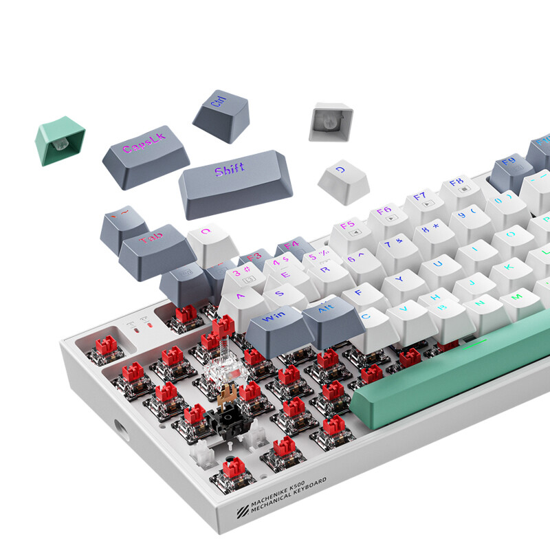 机械师  K500-94 有线机械键盘 94键帽 红轴 RGB PBT 白色 计价单位:个