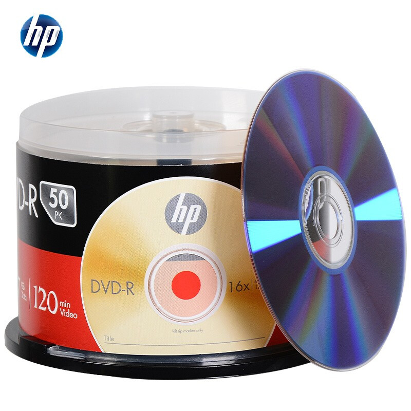 惠普 HP DVD-R 光盘/刻录盘 空白光盘 16速4.7GB 桶装50片  计价单位:桶
