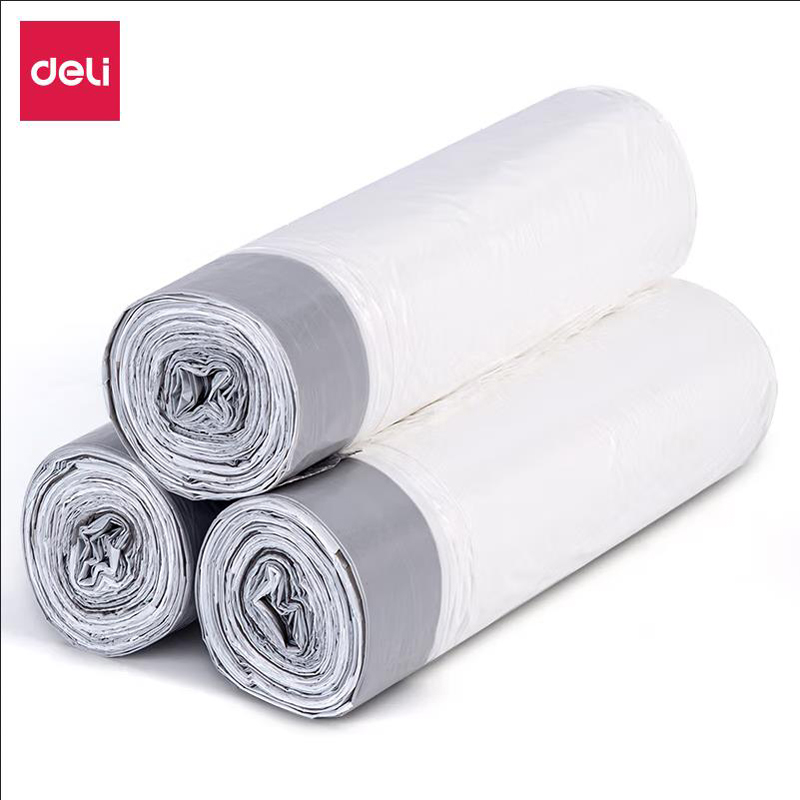 得力 deli 18751 抽绳垃圾袋 45*50 3卷装 18只/卷 白色 计价单位:包