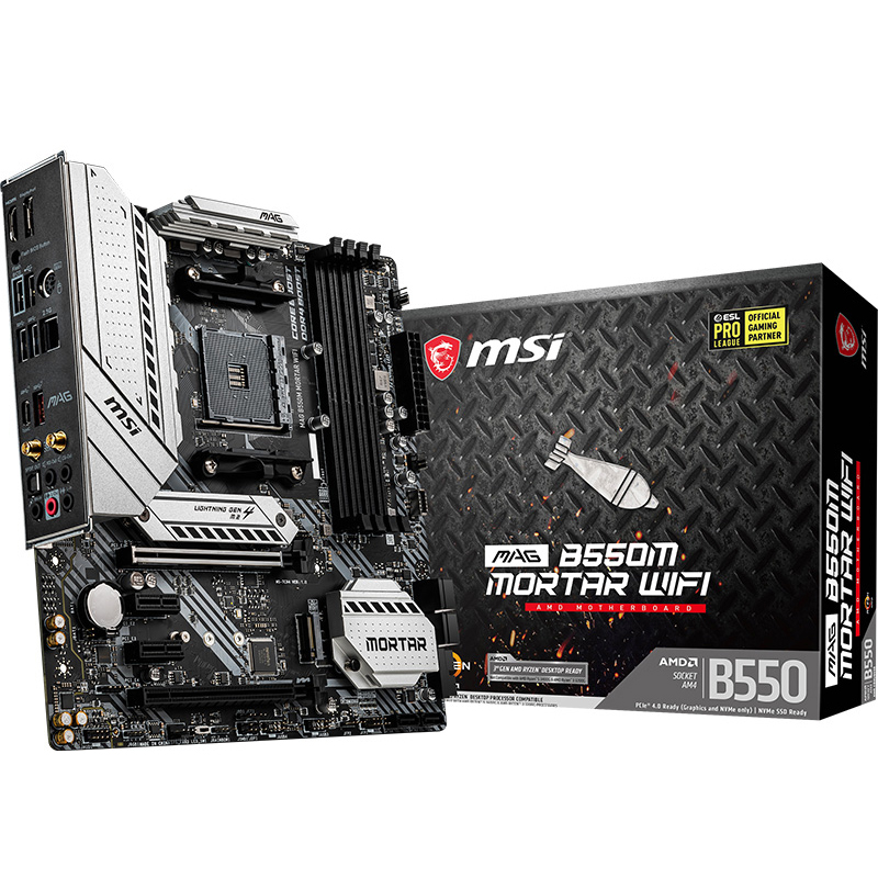 微星 MSI MAG B550M MORTAR WIFI 迫击炮电脑主板 支持CPU5600X 5800X 3700X 5600G  AMD B550 Socket AM4 计价单位:块