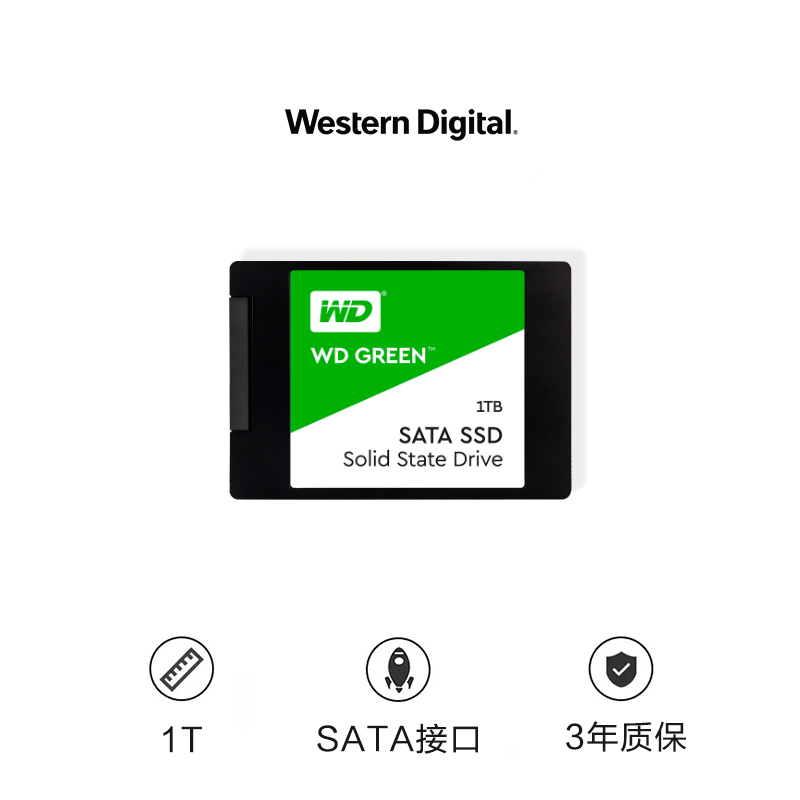 西部数据 WD WDS100T3G0A 固态硬盘 Green系列 1TB SSD SATA3.0接口 计价单位:块