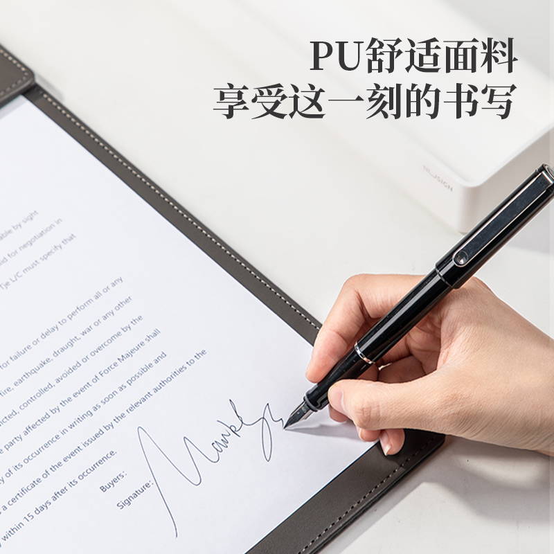 得力 deli 64506 A4皮质板书写垫板 带笔 灰 计价单位:个