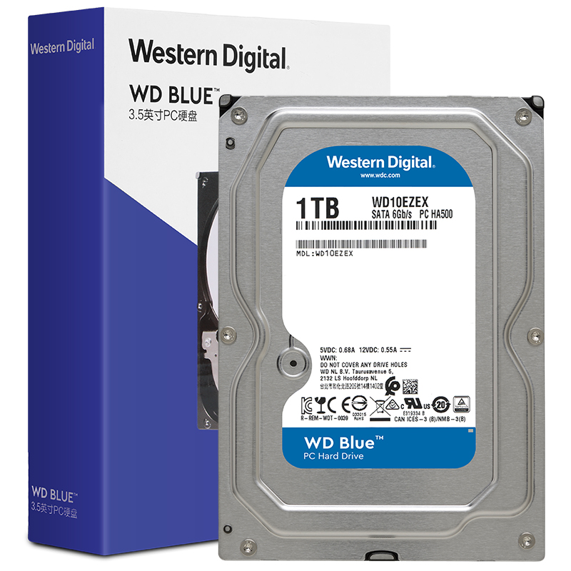 西部数据 WD WD10EZEX 台式机械硬盘 1TB SATA 7200转64MB 蓝盘 计价单位:个
