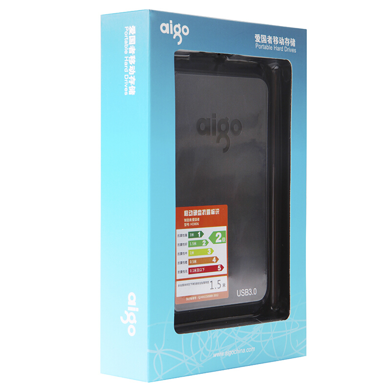 爱国者 aigo HD806 移动硬盘 USB3.0 1T 黑色 计价单位:个