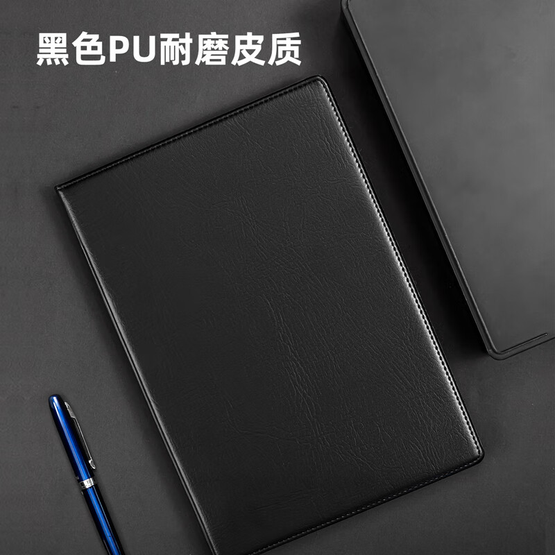 得力 deli BP114 大号商务经典皮面记事本 16K 黑色 120张/本 计价单位:本
