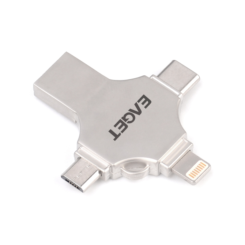 忆捷 EAGET CF12 U盘 256GB 苹果安卓type-c四合一U盘手机电脑两用优盘 计价单位:个