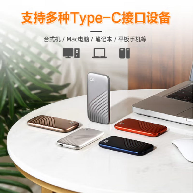 西部数据 WD My Passport随行SSD 移动固态硬盘（PSSD）1T My Passport随行SSD Type-C接口 传输1050MB/s笔记本手机电脑 计价单位:台