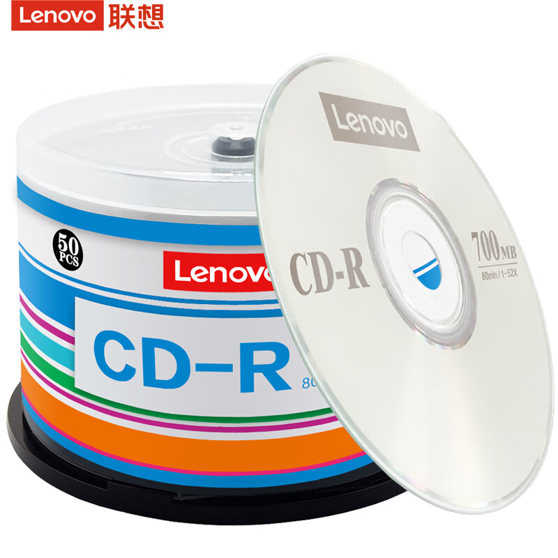 联想 Lenovo CD-R 空白刻录盘 52速700MB 办公系列 桶装50片 直径12CM 计价单位:桶