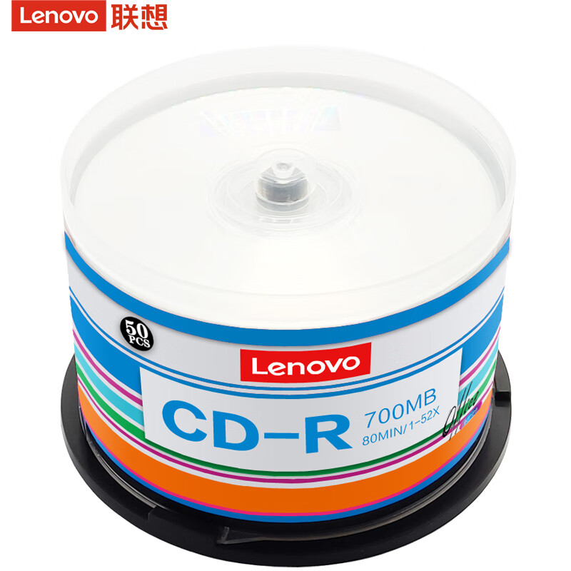 联想 Lenovo CD-R 空白刻录盘 52速700MB 办公系列 桶装50片 直径12CM 计价单位:桶