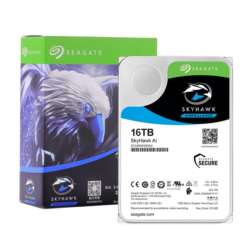希捷 SEAGATE ST16000VE002 监控硬盘 16TB 酷鹰AI 256MB 7200转 SATA 计价单位:个