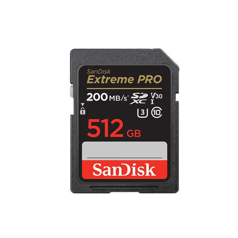 闪迪 SANDISK U3 C10 4K  SD卡 512GB 至尊超极速版数码相机内存卡 提速升级 读速200MB/s 写速140MB/s 计价单位:个