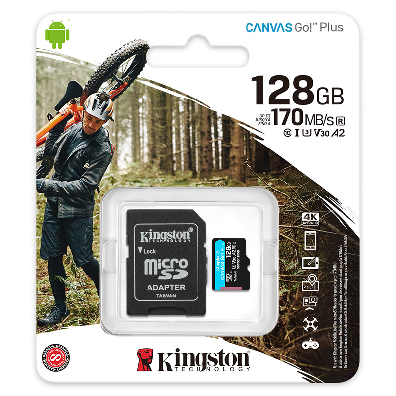 金士顿 KINGSTON 128GB 存储卡 TF MicroSD U3 V30 A2 4K 读速170MB/s 计价单位:张