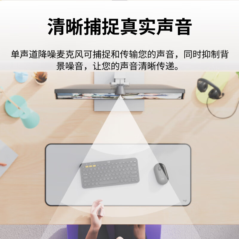 罗技 LOGITECH Brio 300 1080P网络摄像头 珍珠白 计价单位:个