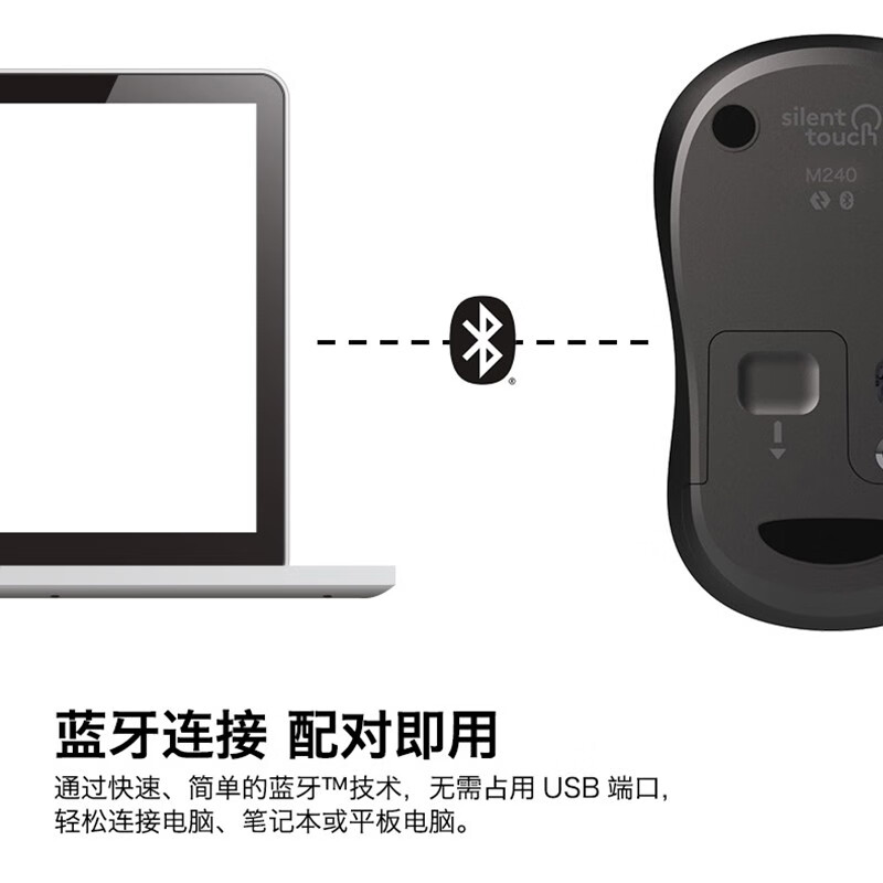 罗技 LOGITECH M240 无线蓝牙鼠标 轻音 适用Mac苹果iPad 黑色 计价单位:个