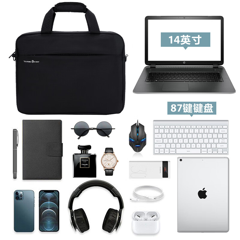 VICTORIATOURIST  V7009 手提电脑包 黑色 14英寸 计价单位:个