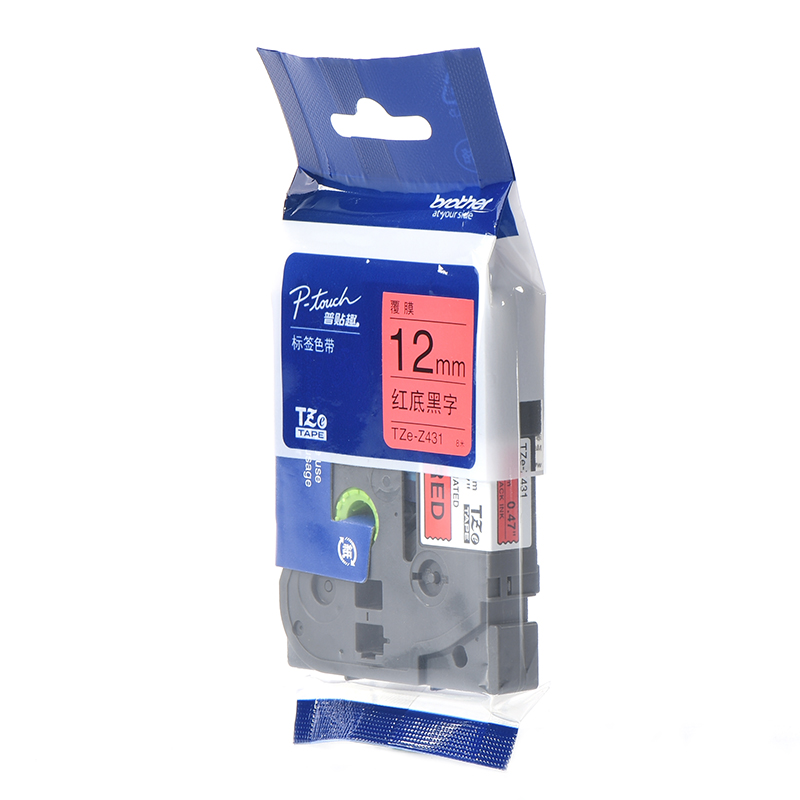 兄弟 brother TZe-Z431 标签色带 12mm 红底黑字 适用PT-E115 PT-D200KT PT-D200SN 计价单位:支