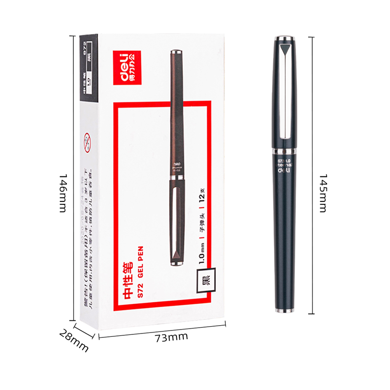得力 deli S72 商务中性笔 1.0mm  12支/盒 计价单位:盒 得力 deli S72 商务中性笔 1.0mm  12支/盒 计价单位:盒