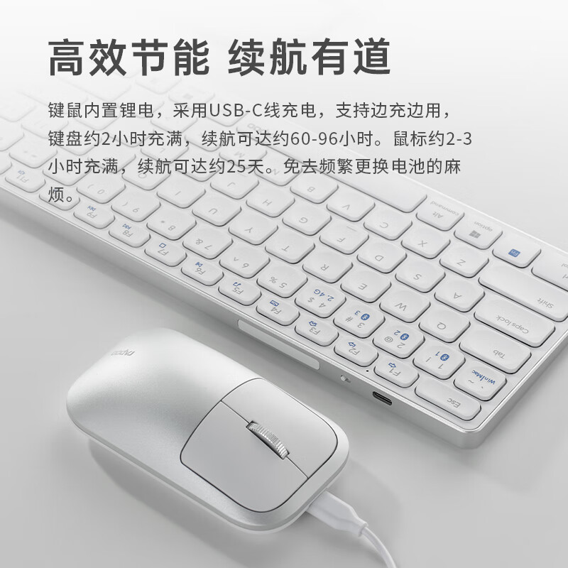 雷柏 RAPOO 9550G 无线蓝牙键鼠套装   充电键盘 110键   白色 计价单位:套