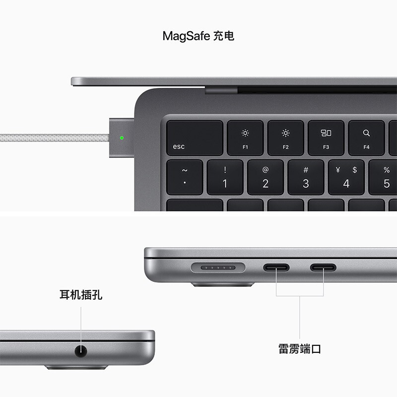 苹果 Apple MacBook Air13.6 笔记本电脑 2022新款M2芯片 8核+10核 24G+1TB 深空灰色 计价单位:台