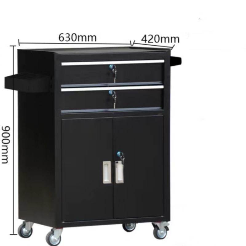 绿林 GREENER 630*420*900mm 双抽双门手推工具车 黑色 计价单位:台