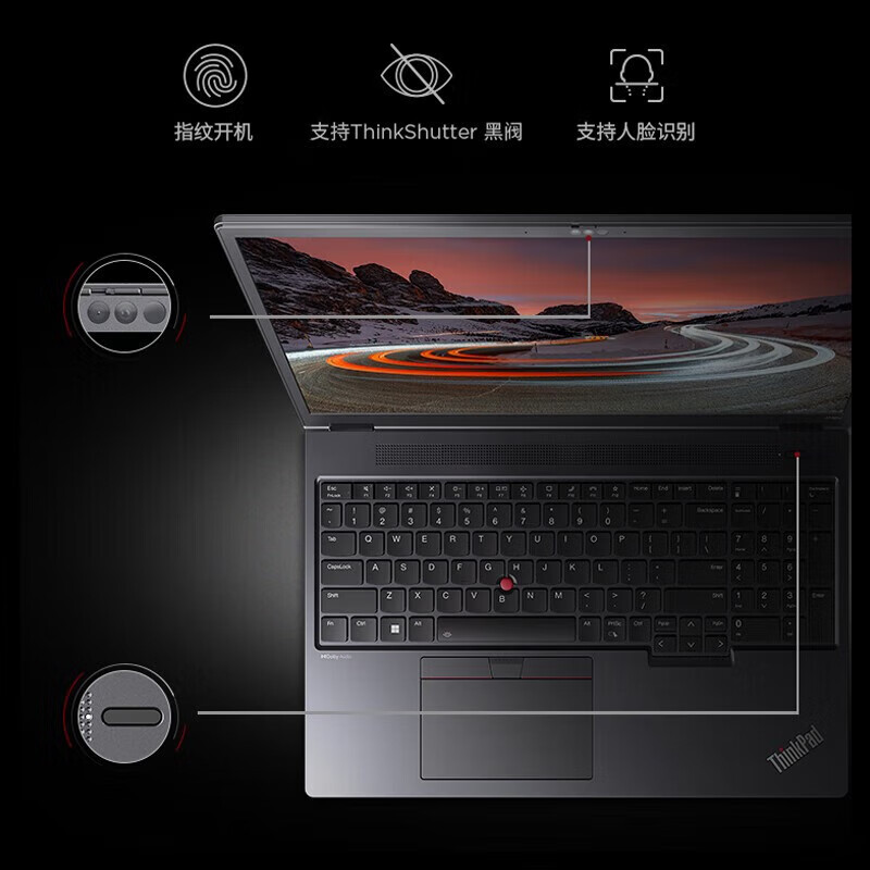Thinkpad  P16v 2023 Gen1 轻薄笔记本电脑16英寸CAD画图  RTXA2000Ada i9-13900H 32G内存 2TB固态硬盘 升级 计价单位:台