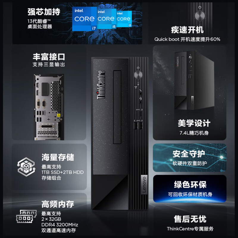 联想 Lenovo ThinkCentre neo S500 台式机  1T机械硬盘 升级显卡 满足一般设计需求 CAD等 计价单位:套