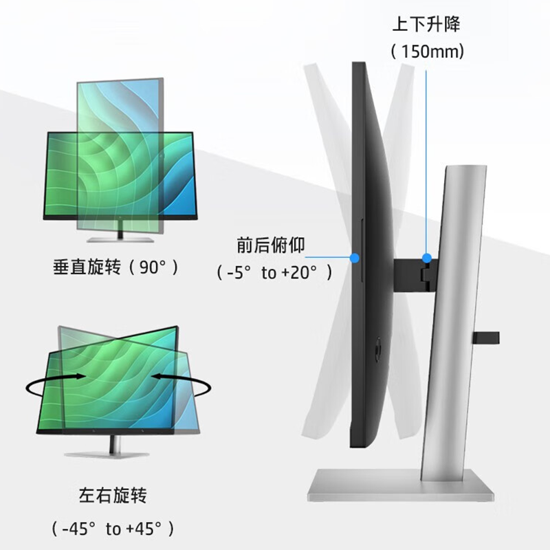 惠普 HP E27G5 商用时尚显示器  27英寸 16:9 FHD IPS 微边框 低蓝光 USB+HDMI+DP 丰富接口 高度调整 计价单位:台