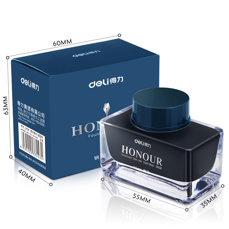 得力 deli s636 非碳素钢笔墨水 30ml/瓶 墨蓝 计价单位:瓶