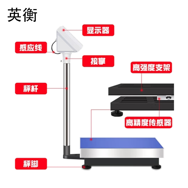 英衡  CC592  电子台秤商用物流称重快递秤落地秤 充电款 300kg精度50g 计价单位:台