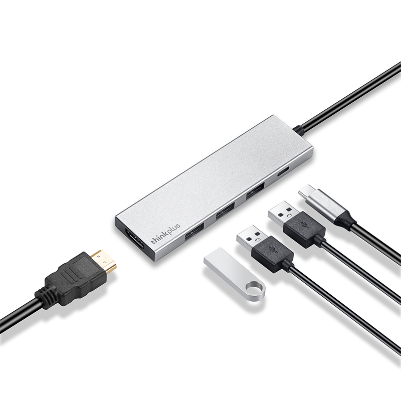 联想 Lenovo Type-C SB3.0分线器 HDMI转接头 USB-C转换器  PD快充 金属材质 LC05 计价单位:个